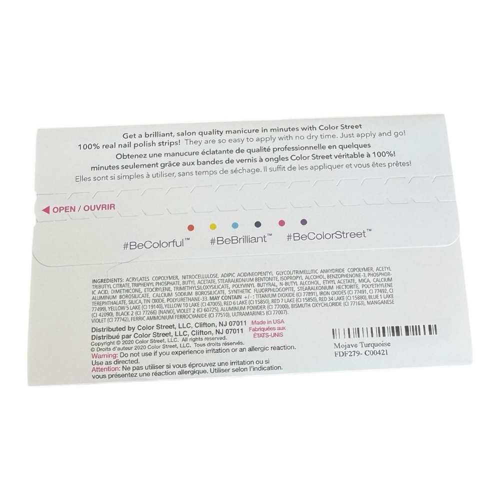 Color Street MOJAVE TURQUOISE Sky Blue Stone Design Nail Strips Set - Picture 8 of 8